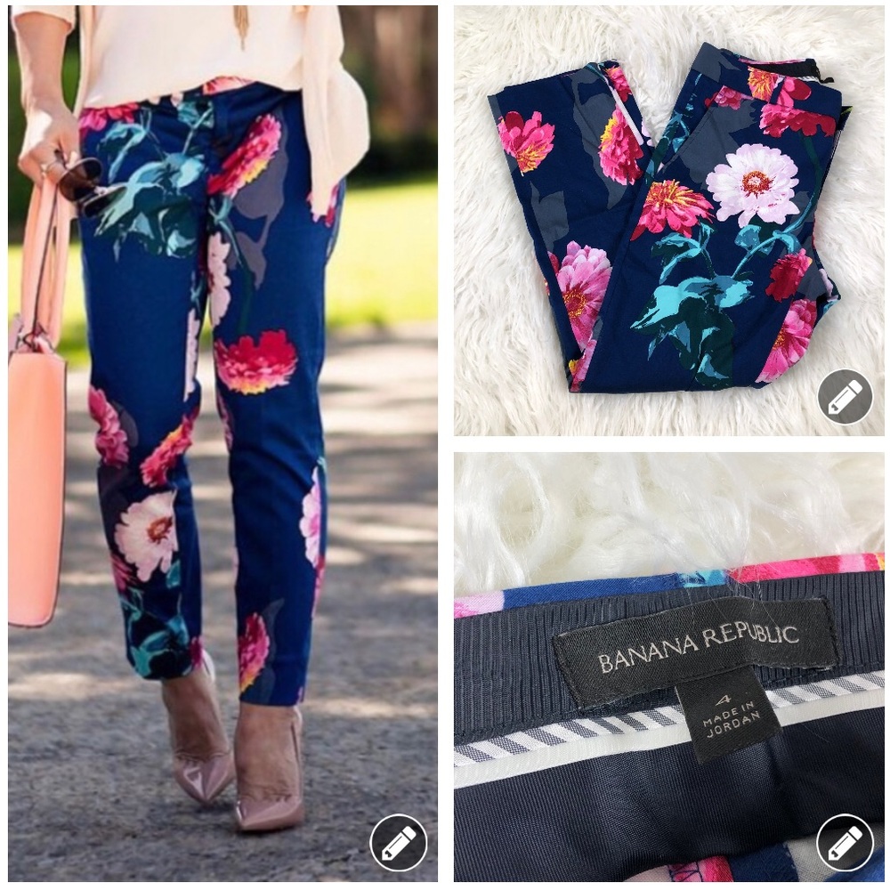 EUC Banana Republic Avery Slacks in Floral Print. Size 4.